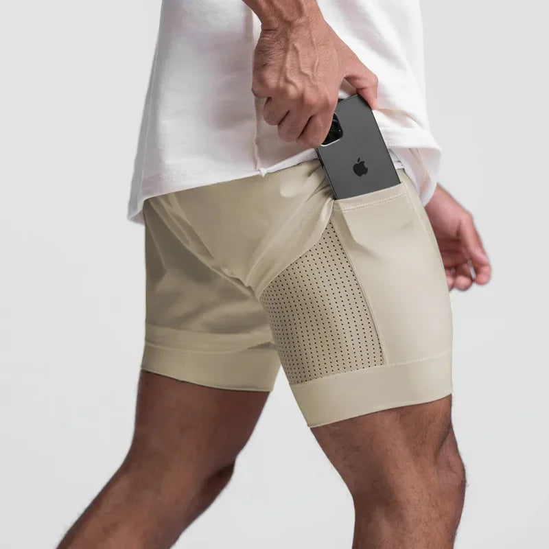 Charles – Atmungsaktive Herren Doppelschicht 2-in-1 Trainingsshorts