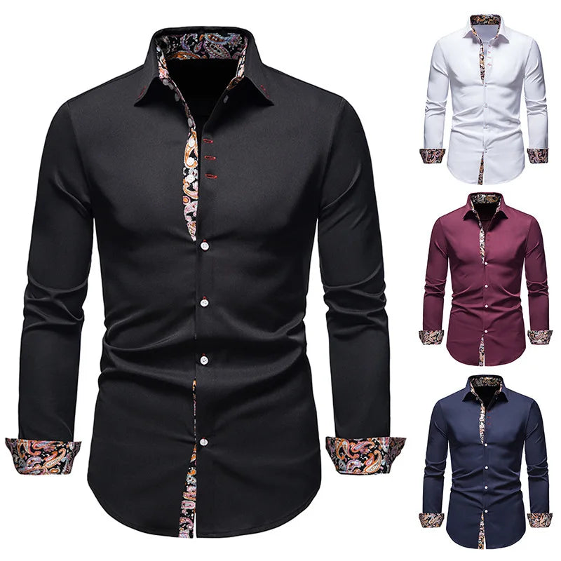 Dylan – Herren Slim Fit Paisley Print Langarmhemd