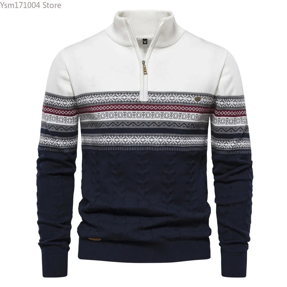 John – Gestreifter Herrenrollkragenpullover