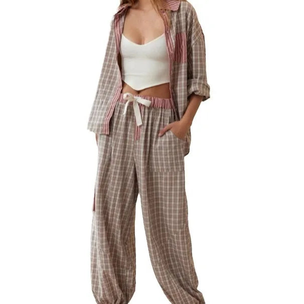 Jennifer – Zweiteiliges Damen-Karo-Loungewear-Set