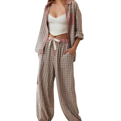 Jennifer – Zweiteiliges Damen-Karo-Loungewear-Set