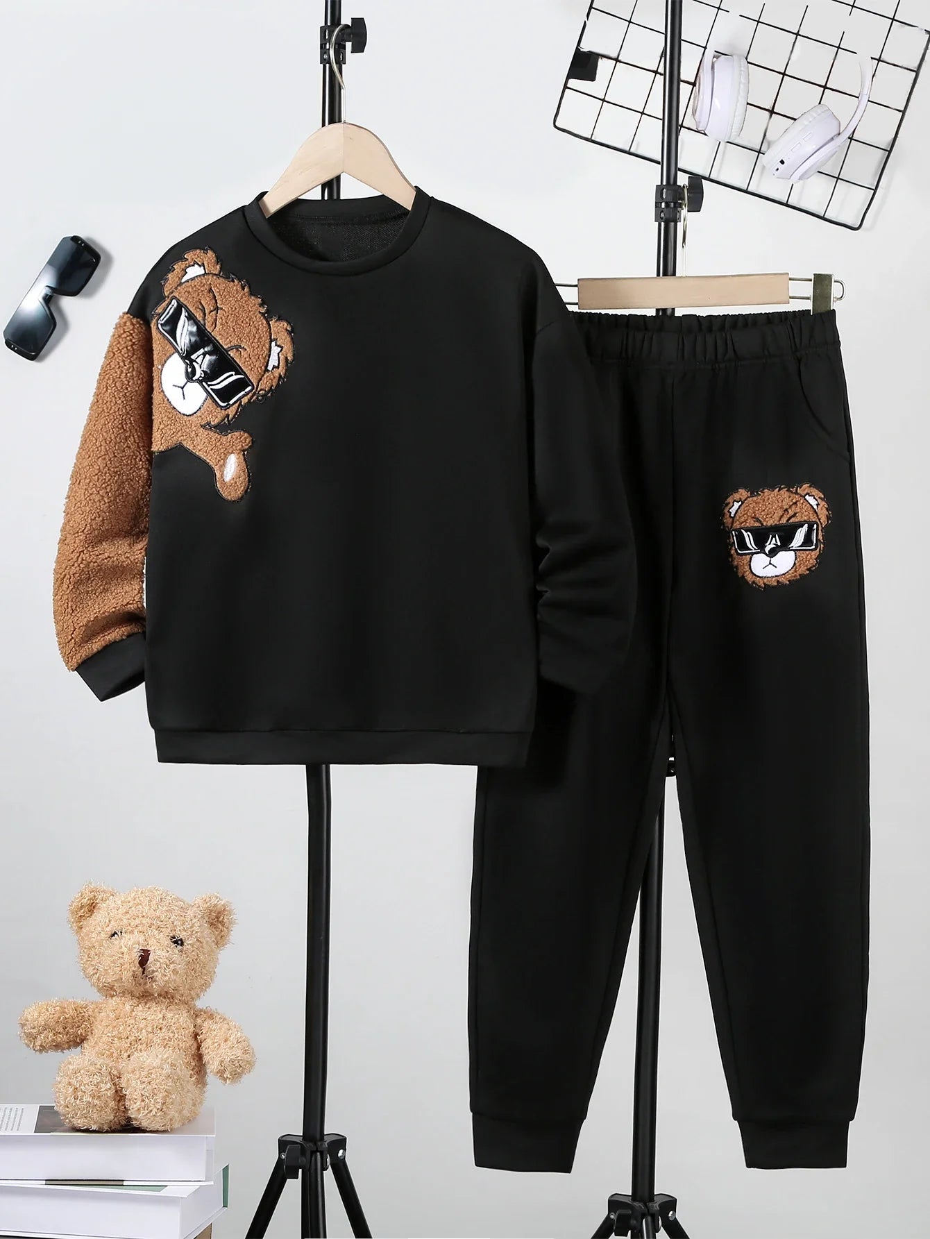 Oscar – Langärmeliges Sweatshirt-Set für Jungen mit Bärenmuster