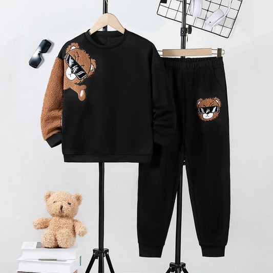 Oscar – Langärmeliges Sweatshirt-Set für Jungen mit Bärenmuster