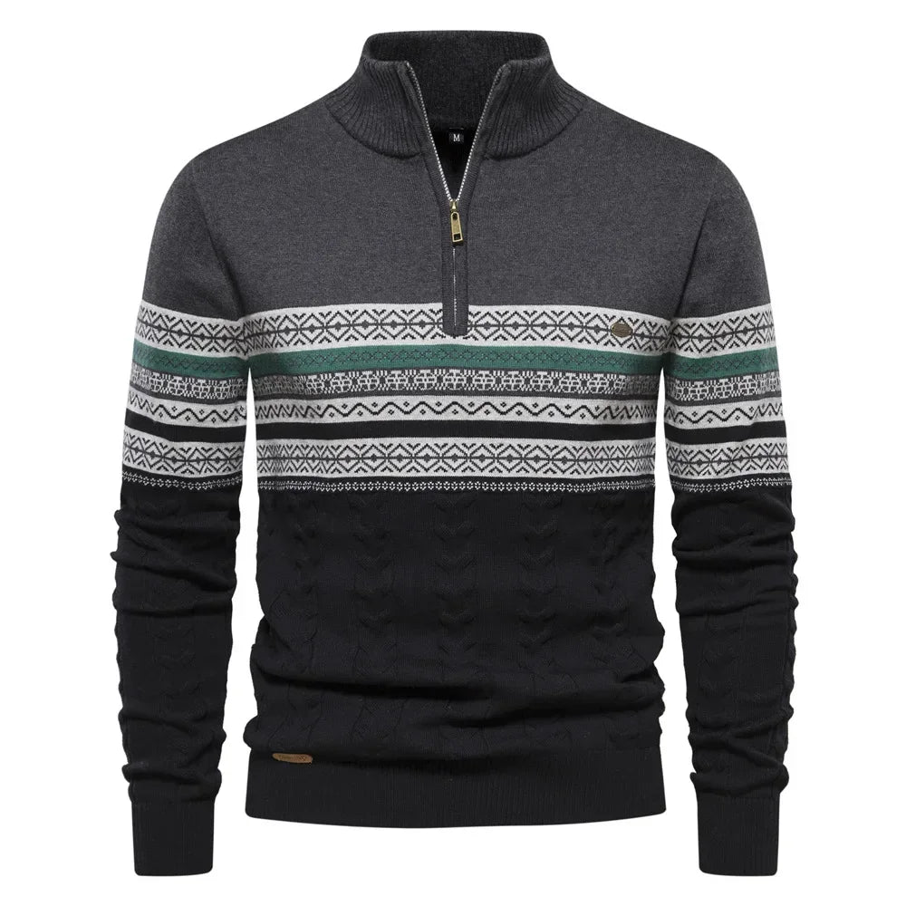 John – Gestreifter Herrenrollkragenpullover