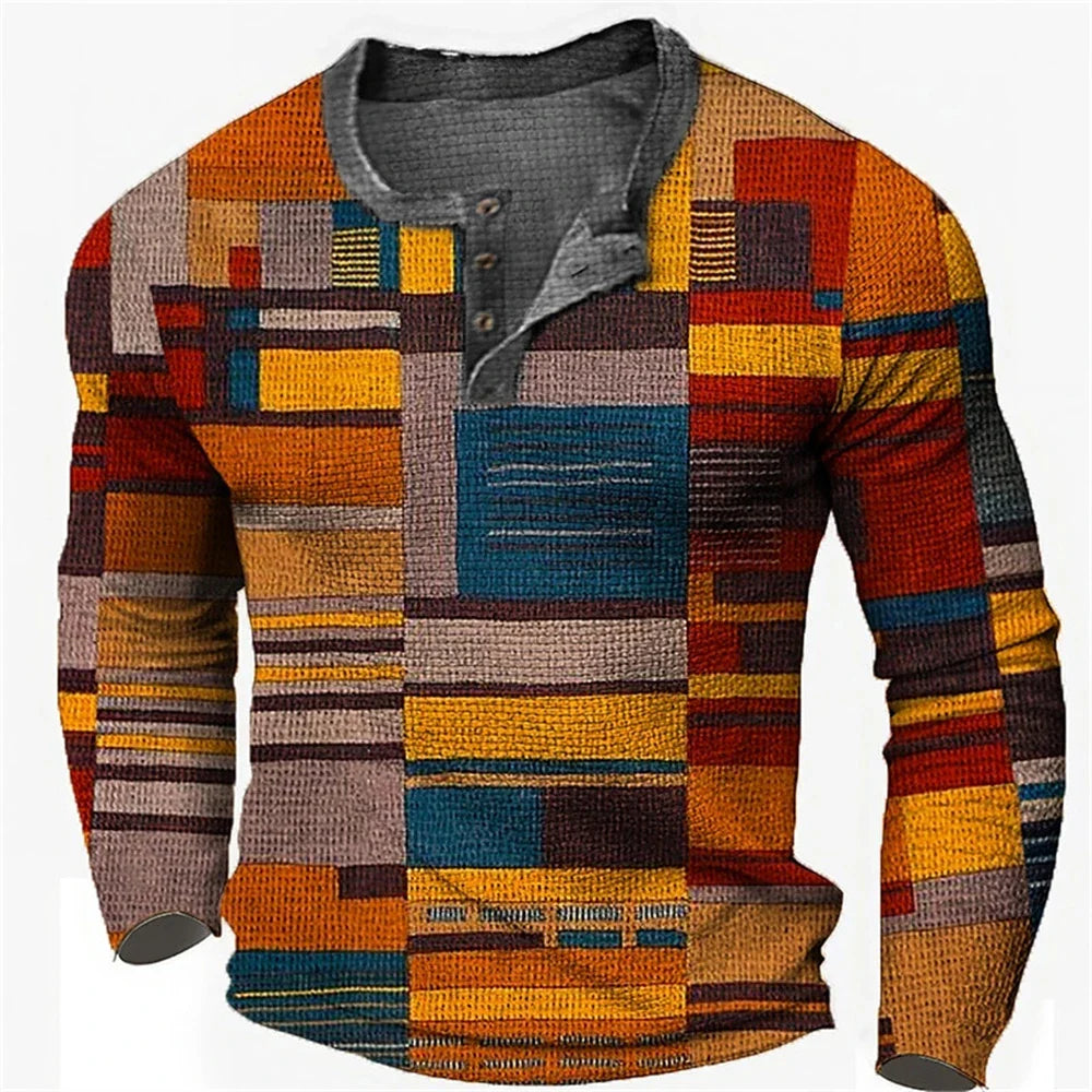 Ken – Herren Colorblock Grafik Henley Shirt