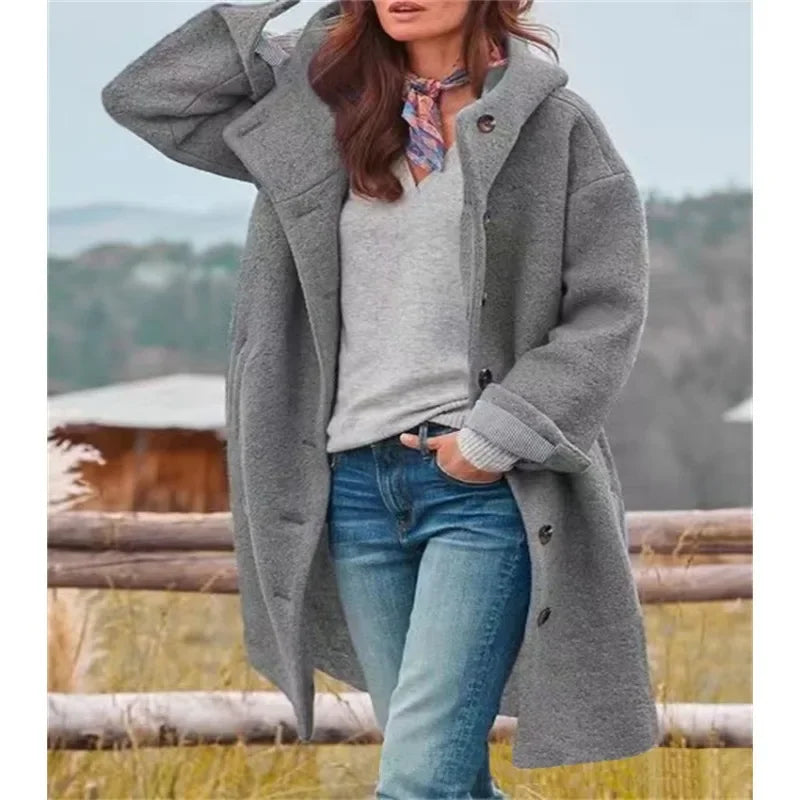 Kimberley – Plüsch-Hoodie-Cardigan-Mantel für Damen