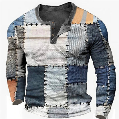 Ken – Herren Colorblock Grafik Henley Shirt