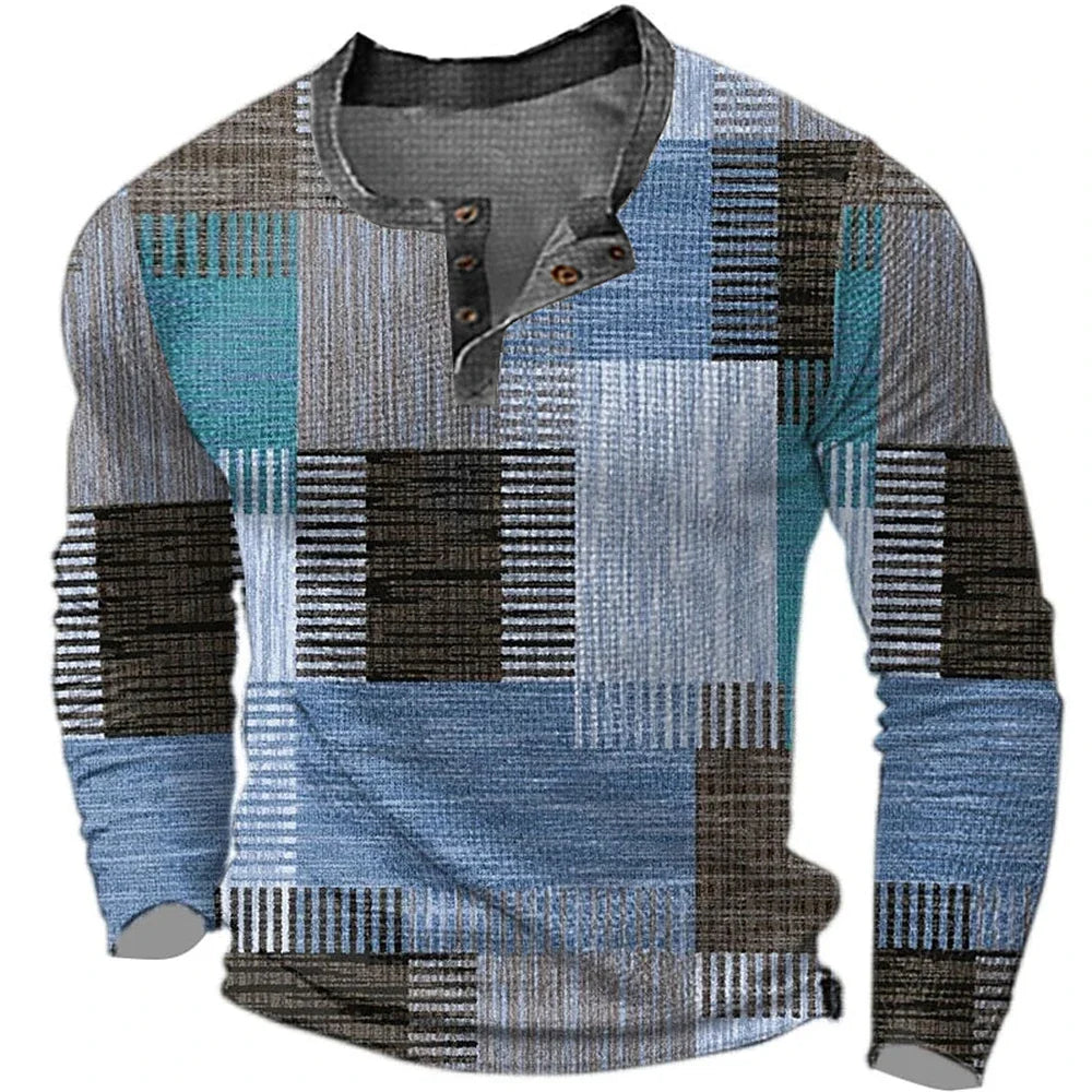 Ken – Herren Colorblock Grafik Henley Shirt