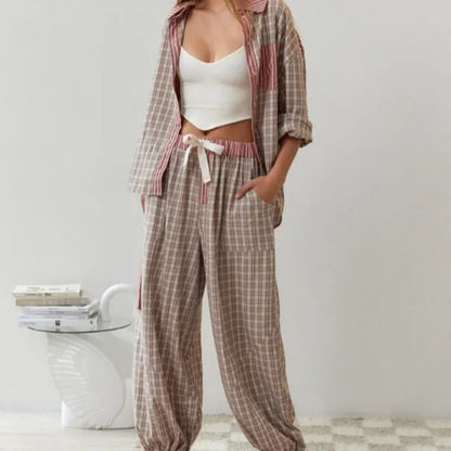 Jennifer – Zweiteiliges Damen-Karo-Loungewear-Set