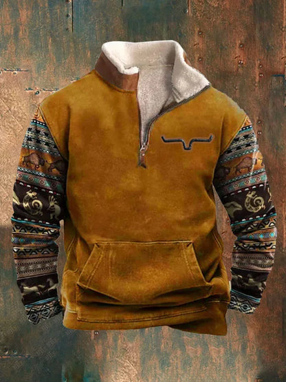 Gary – Vintage 3D Gedruckter Fleece-Pullover