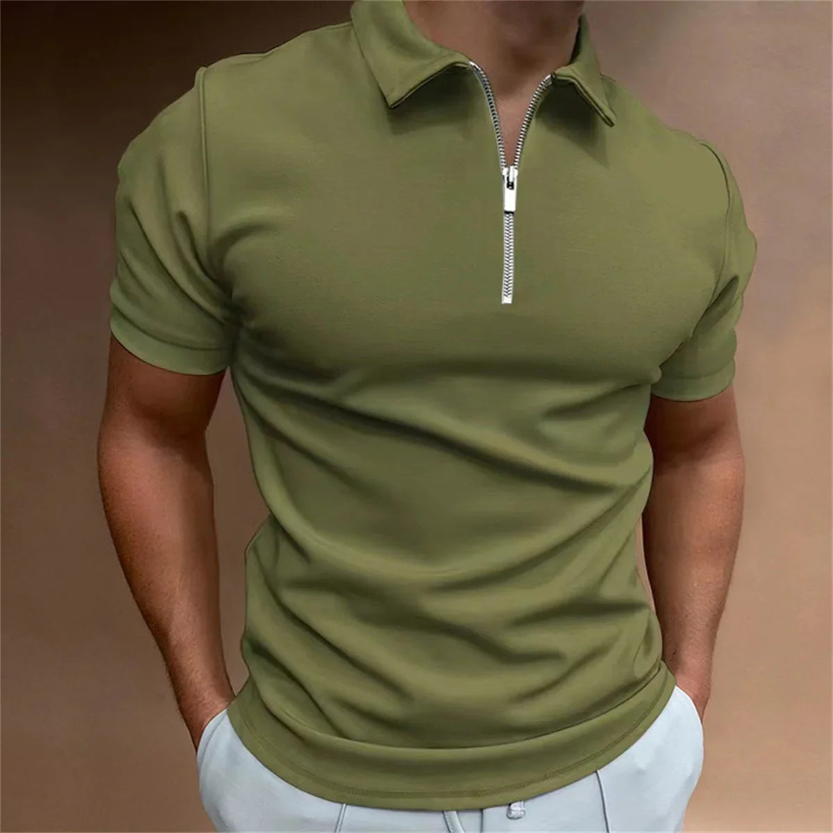 Ross – Kurzarm-Poloshirt mit Reißverschluss-Detail