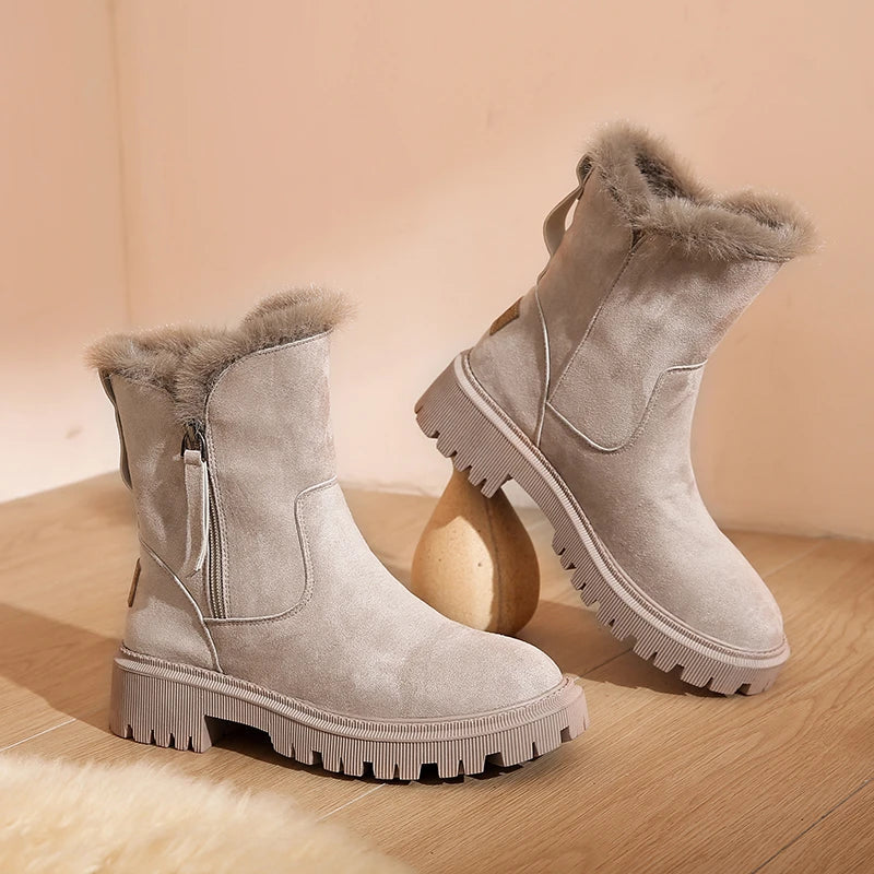 Louise – Damen Mid-Tube Schneestiefel mit Plüsch-Samt