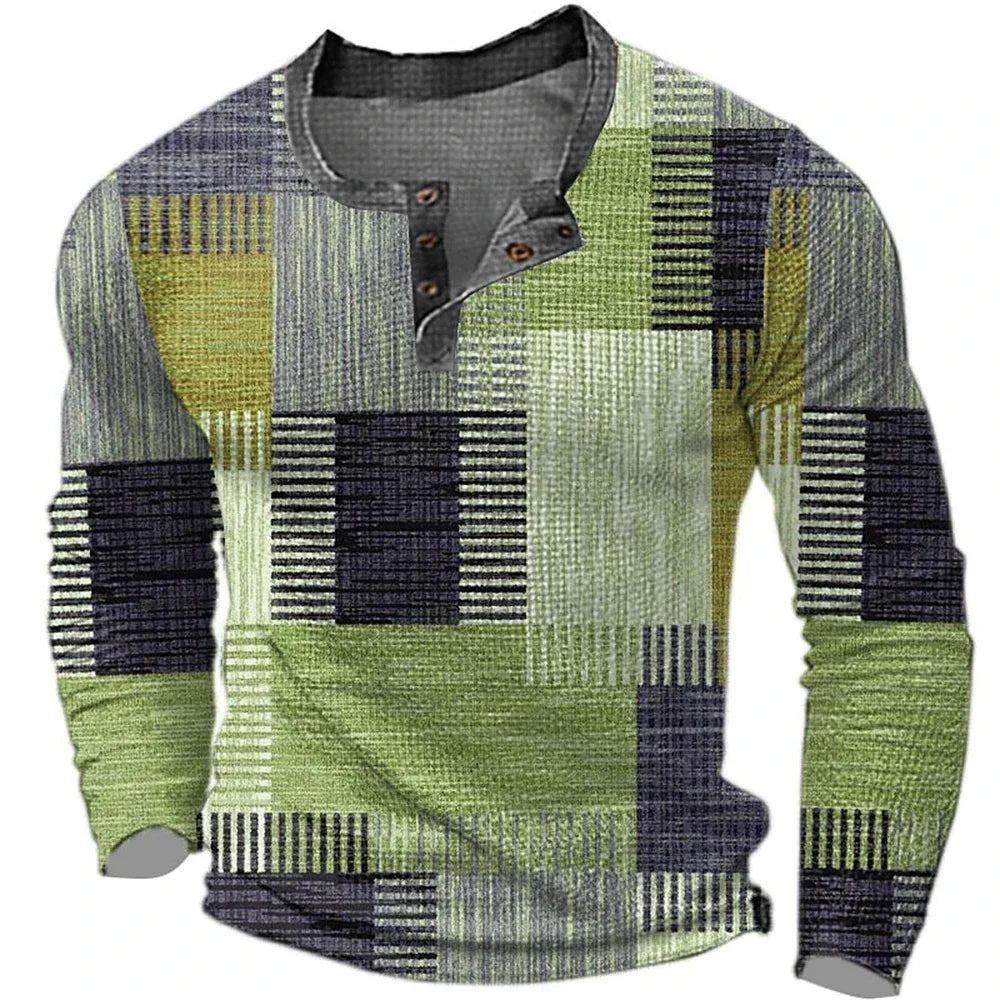 Ken – Herren Colorblock Grafik Henley Shirt