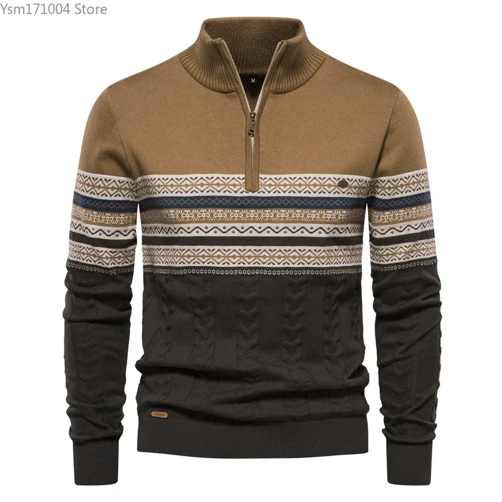 John – Gestreifter Herrenrollkragenpullover