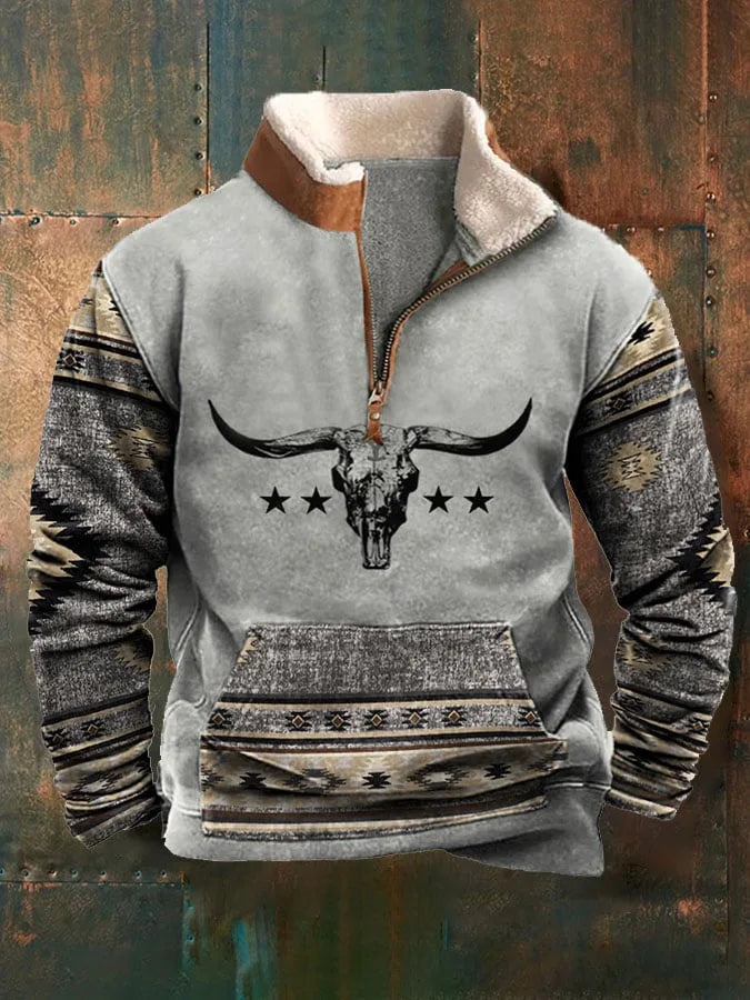 Gary – Vintage 3D Gedruckter Fleece-Pullover