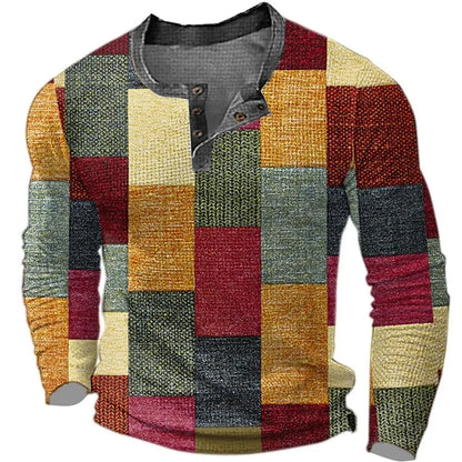 Ken – Herren Colorblock Grafik Henley Shirt