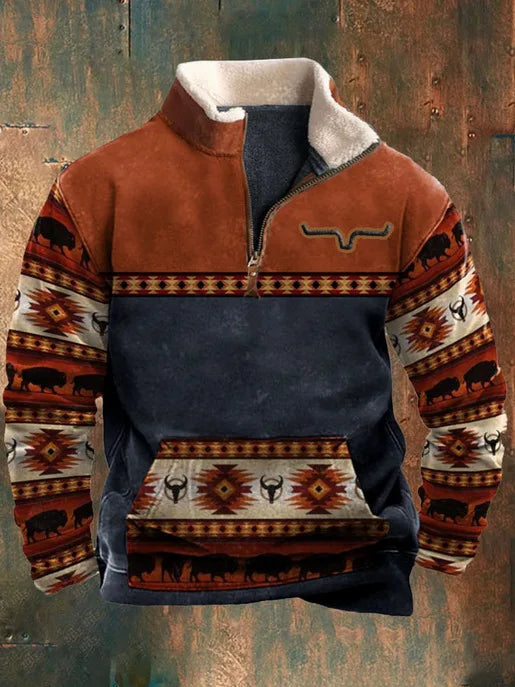 Gary – Vintage 3D Gedruckter Fleece-Pullover