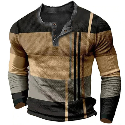 Ken – Herren Colorblock Grafik Henley Shirt