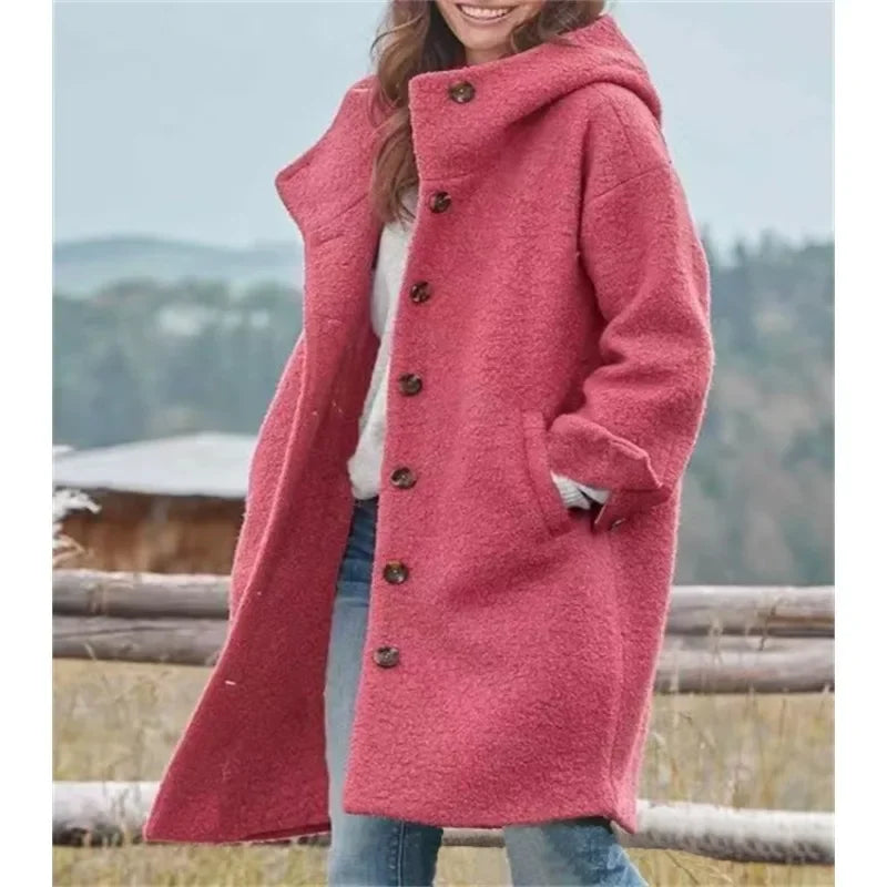 Kimberley – Plüsch-Hoodie-Cardigan-Mantel für Damen