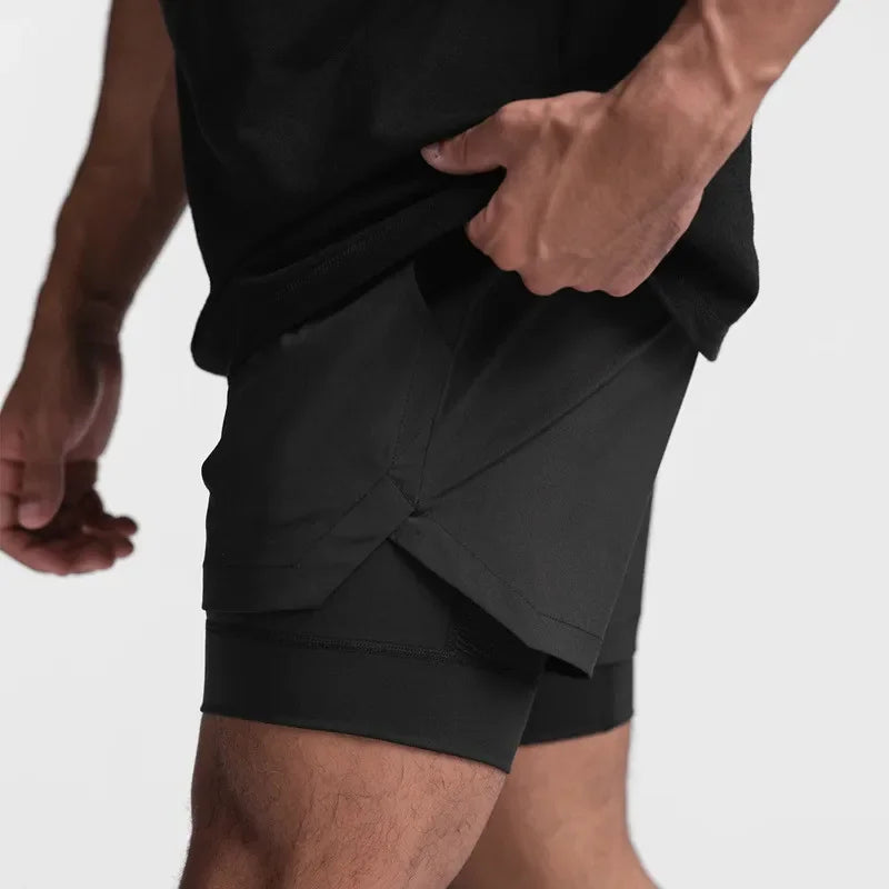 Charles – Atmungsaktive Herren Doppelschicht 2-in-1 Trainingsshorts