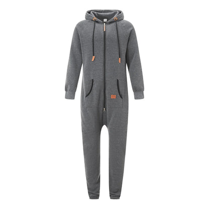 Larry – Herren-Kapuzenfleece-Overall mit Kängurutaschen