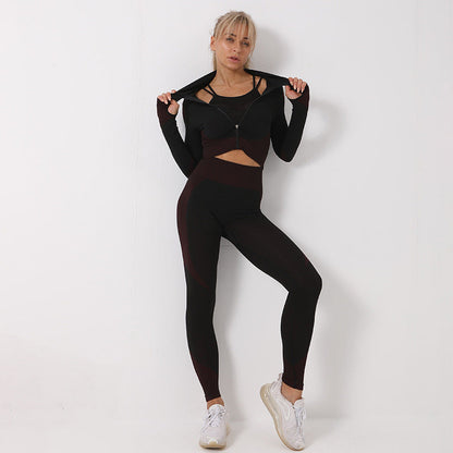 Nicola – 3-teiliges nahtloses Sportset für Frauen im Fitnessstudio