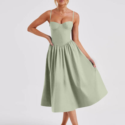 Angela – Langes Kleid im Vintage-Stil mit Dopamin-Design