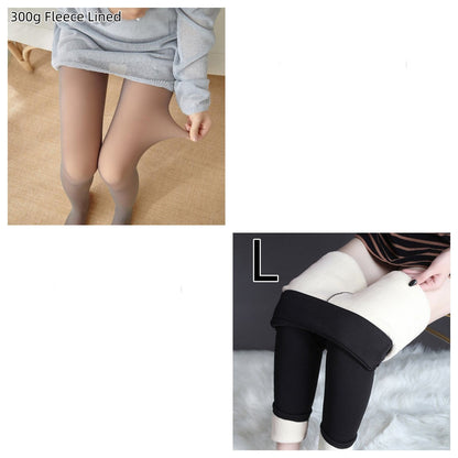 Tracy – Dicke Fleece-Leggings mit transparenter Optik