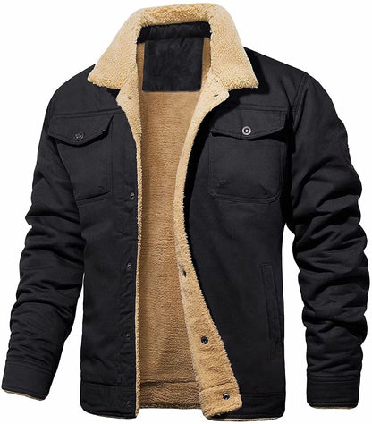 Rhys – Mid-lange Herrenjacke mit Kapuze und Fleece-Futter