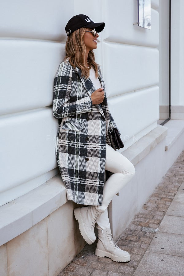 Sue – Plaid Wollmantel für Damen