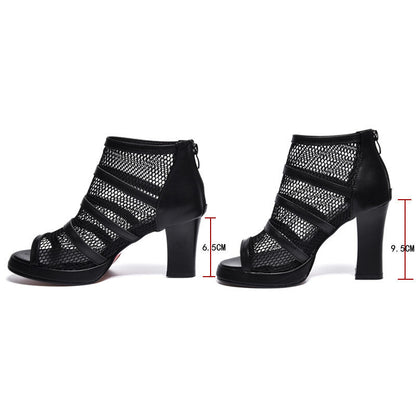 Anna – Hochhackige Mesh-Schuhe mit dicken Absätzen