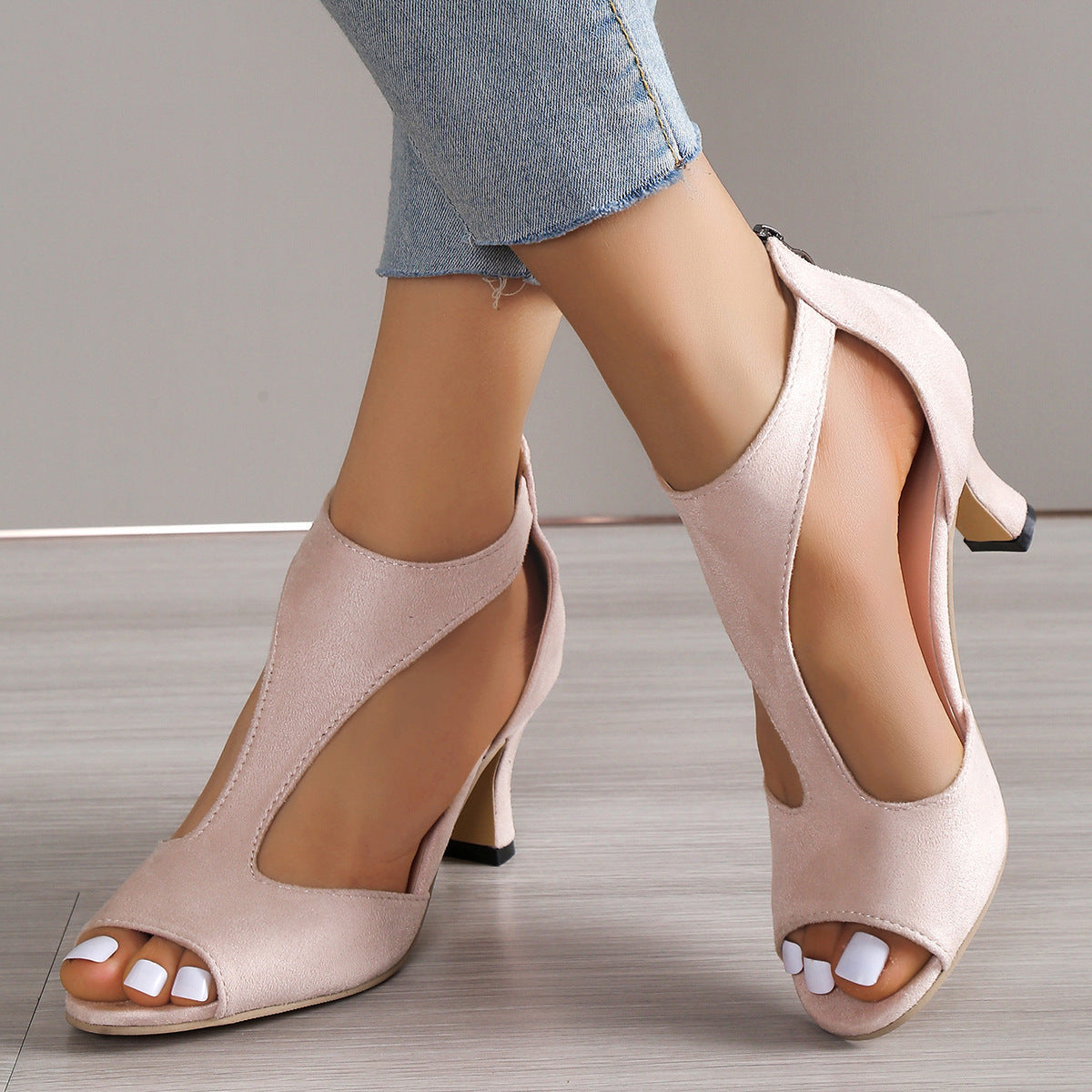 Esme – Peep Toe Sandalen aus veganem Leder mit Reißverschluss für den Sommer