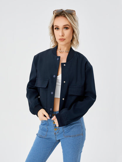 Jessica – Leichte cropped Bomberjacke für Damen mit Taschen im Casual-Stil