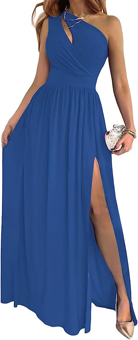 Sara – Elegantes Maxikleid mit einseitigem Schnitt und hohem Schlitz