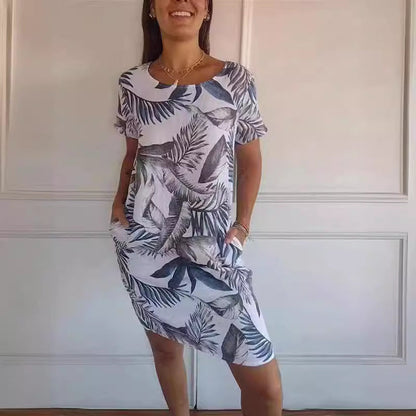 Samantha – Sommerliches Kleid mit Blumen- und Blattdruck