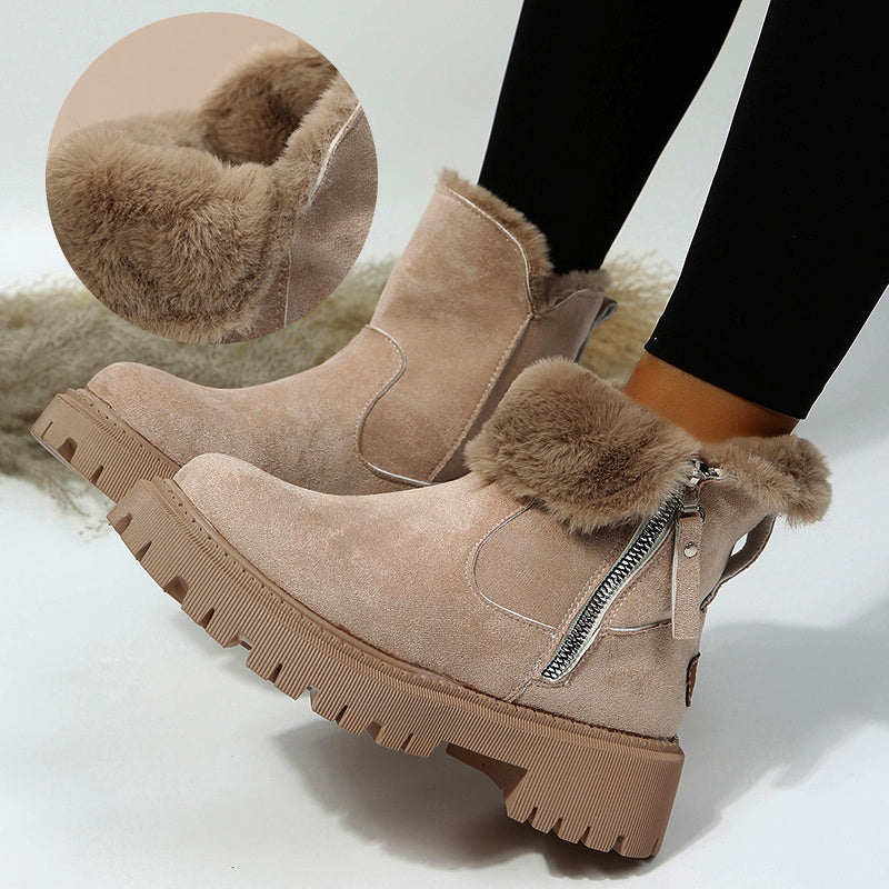 Kathryn – Dicke Plüsch Schneestiefel aus veganem Wildleder für Damen