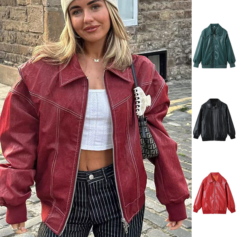 Leah – Coole Damenjacke mit Revers und Reißverschluss