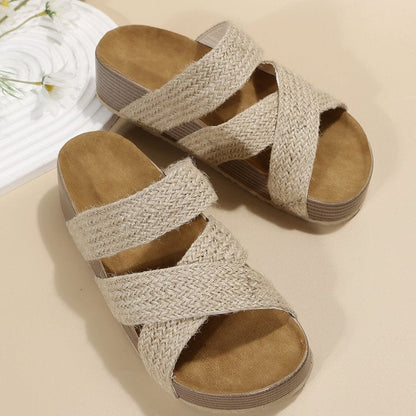 Marion – Geflochtene Cross-strap Hausschuhe Sommer Plattform Sandalen für Frauen