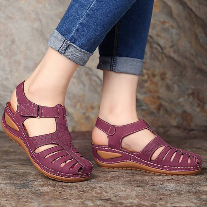 Joy – Retro Wedge-Sandalen mit runder Zehenform für Frauen