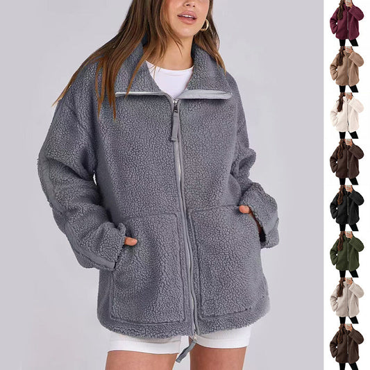 Michelle – Winter-Lapel-Nahtjacke mit Taschen aus hochwertigem Fleece für Damen