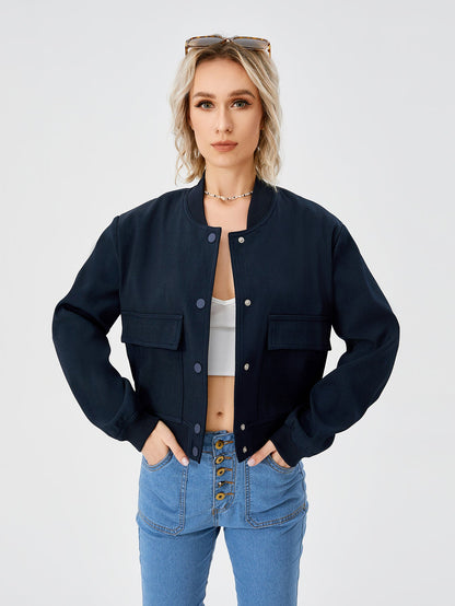 Jessica – Leichte cropped Bomberjacke für Damen mit Taschen im Casual-Stil