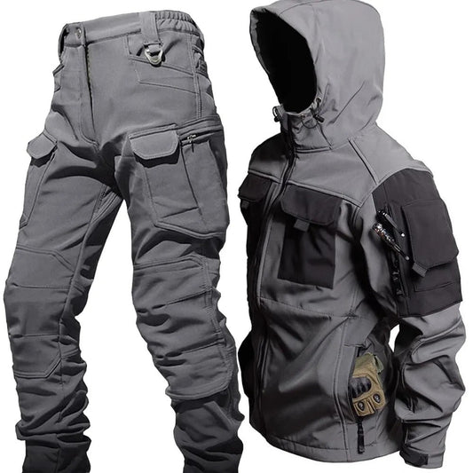 Leslie – Herren Outdoor Taktische Kapuzenjacke und Cargo-Hose Set